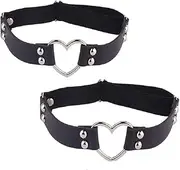[Generic] 2PCS Leather Heart Garter - Adjustable Leg Ring for Cosplay