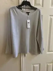 NWT Eileen Fisher Pearl Italian Cashmere Bateau Neck Box-Top Size XL MSRP $358