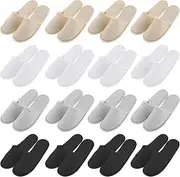 PEOVLVN 16 Pairs Disposable Slippers for Guests, Non Slip Indoor Slippers Disposable Hotel Slippers House Slippers for Guests Closed Toe Guest Slippers for Travel Spa Hotel Wedding Party (4 Colors),