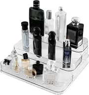xinyee 3-Tier Perfume Display Acrylic Transparent Cosmetics Organizer Nail Polish Show Rack for Vanity Skin Care Products Holder