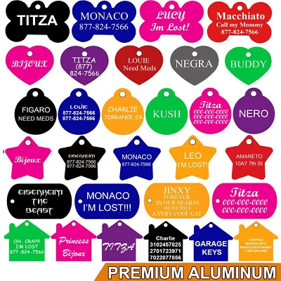 Pet ID Tags, Pet Tags, Dog Tags, DOUBLE SIDED ENGRAVING (PREMIUM ALUMINUM)