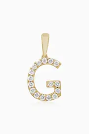 Oradina 14K Gold Luxe Letter Diamond Initial Pendant Charm in Yellow Gold - G at Nordstrom, Size Small