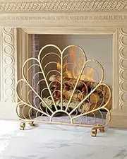 Fireplace Screens Coastal Shell Gold Exotic Peacock Fireplace Screen Designer Fireplace Screen Flat Fireplace Screens Decorative Comfortable Anniversary
