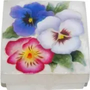 1224 * PANSY ~ CAPIZ SHELL TRINKET BOX