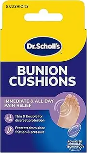 Dr. Scholl's Bunion Cushions with Hydrogel Technology, Pack of 5 - Immediate, All-Day Bunion Pain Relief, Protects from Shoe Friction and Pressure, Thin, Flexible