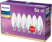 Philips LED E14 Candle Light Bulbs, 5.5 W (40 W) - Warm White, Pack of 6