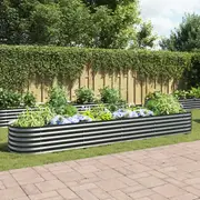 Garden Raised Bed 400x80x44 cm Galvanised Steel Grey vidaXL