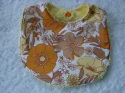 Orange & Yellow Flowers Newborn Baby Bib Cotton Front Towelling Back Handmade