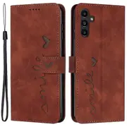 For Samsung Galaxy M14 5g Feeling Leather Phone Case Stand Imprinted Heart Wallet Phone Case