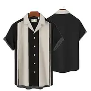Men's Shirt Summer Shirt Cuban Collar Shirt Bowling Shirt Button Up Shirt Camp Collar Shirt Khaki Short Sleeve Color Block Graphic Prints Turndown Hot Stamping