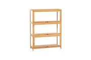 ZUNI 3-Tier Display Cabinet Storage Flip-Top Shelves Bookcase Stand Rack Natural