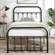 Twin Size Victorian Style Metal Bed Frame with Headboard Classic Metal
