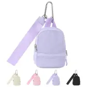 Mini Backpack Keychain Wristlet Wallet,Cute Coin Purse With 3 RFID Small Purple