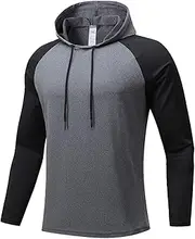 [Generic] Boys Hoodies Color Combination Cap Quick Drying Breathable Tights Sweat Basketball Training Sportswear Fitness Top Indoor Boy