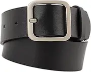 [FOMIYES] Fully Adjustable Leather Belt Square Buckle Design with Silver Accents for Casual Wear and Everyday Fashion