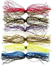 Spinnerbaits for Bass,Silicone 6-Bundle Jig Skirts - Fish Supplies for Freshwater Seawater Black Fish Outdoor Activities Camping