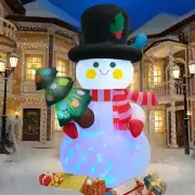 8 FT Christmas Inflatables Snowman Yard Decoration, Blow up Snowman with Christm