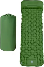 koolsoo Camping Sleeping Pad, Inflatable Sleeping Mat, Lightweight Built in Pump Sleeping Mattress for Traveling Backpacking, Green