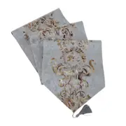 Catzon Hot Stamping Classic Floral Table Runner With Tassel-Grey
