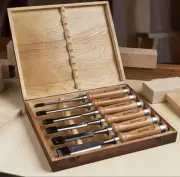 Japanese Chisel Set 6pc CRV Steel Beech Handle Woodworking Tool Box Japan