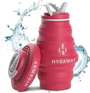 HYDAWAY Collapsible Water Bottle - 17oz I Reusable Water Bottles with Flip Top Lid for Travel, Hiking, Backpacking I Portable & Leakproof, Food-Grade Silicone, BPA Free, Collapse to 1.5”