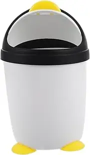 ERINGOGO Versatile Mini Trash Can Penguin Shape Plastic Waste Basket for Boys and Girls Dorm Desk Bathroom Teach Cleanliness Small Capacity