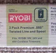 Ryobi Replacement Twisted 0.080 In. String Trimmer Auto Feed Line Spools 3-Pack