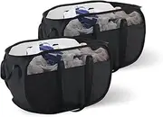 65L Mesh Laundry Basket 2 Pcs Pop Up Laundry Hampers with 4 Reinforced Carry Handles, Foldable Laundry Basket for Clothes Toys Easy to Carry Collapsible Laundry Basket (Black)