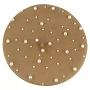 Womens French Artist Solid 100% Wool Beret Hats with Full Pearl 56-58cm Camel