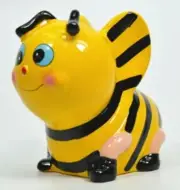 CERAMIC BUMBLE BEE MONEY BOX PIGGY BANK BLACK YELLOW PINK CHRISTENING FAVOUR