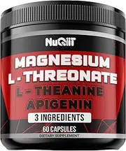 Magnesium L-Threonate 1500mg L-Theanine 200mg Apigenin 100mg Supplement - 60 Capsules - Impressive Benefits for Concentration, Comfortable Mind & Brain Health - 10% Purified Elemental Magnesium