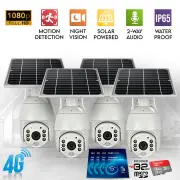 4x Elinz Wireless Solar Security 4G IP 1080P PTZ Outdoor Camera CCTV PTZ Waterproof 32GB ALDI Sim