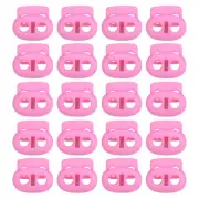 0.8x0.9" Cord Locks, 100 Pack Double Hole Spring End Toggle Stopper, Pink