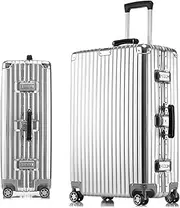 [HTBNFYY] Aluminum Luggage Large Wheeled Suitcases Rolling Suitcase Hardcase Hand Luggage TSA Approved,Silver,24IN