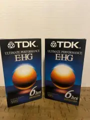 TDK EHG VHS Tapes 6 Hrs Lot of 2 New Sealed Vintage Electronics
