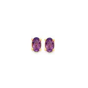 9ct Gold Amethyst Oval Stud Earrings in Purple