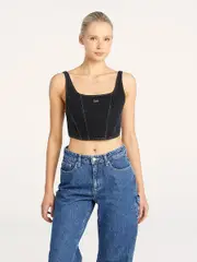 Monique Denim Corset Hollaback Black