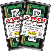 A-Tech 32GB 2x 16GB 2Rx8 PC4-25600 DDR4 3200MHz ECC UNB SODIMM Server Memory RAM