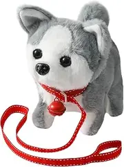Robot Dog Plush Golden Retriever Toy Puppy Electronic Interactive Moving Dog Toy Walking, Barking, Tail Wagging, Stretching Companion Animal for Kids Toddlers (Husky Dog)