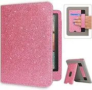 [Caweet] Case for Kindle Paperwhite 12th Generation and Kindle Colorsoft Signature Edition 7 Inch 2024 Release, Premium PU Leather Foldable Stand Protective Cover with Card Slot and Hand Strap, Pink