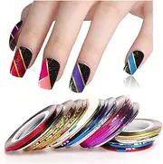 32 Colors Nail Striping Tape Line Multicolor Mixed Colors Rolls Striping Tape Line Nail Art Decoration Sticker Nail Accessories Supplies for Women DIY Nail Tips