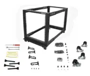 StarTech 4-Post 12U Mobile Open Frame Server Rack, 19 in Network Rack w/ Wheels