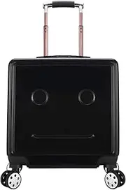 [Habrur] Checked Luggage Carry On Luggage Luggage Adjustable Trolley Suitcase for Travel Trip Boarding Combination Lock Carry On Luggage Luggage Suitcase (Color : Black, Size : 18inch)