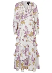 Needle & Thread Wisteria Floral-print Ruffled Midi Dress - Multicoloured - 12 (UK12 / M) 12 (UK12 / M)