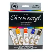 CHROMACRYL Acrylic Paint 5x75ml Tubes Starter Set Warm Primary Colours White ++