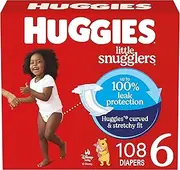 Huggies Size 6 Diapers, Little Snugglers Baby Diapers, Size 6 (35+ lbs), 108 Count (2 Packs of 54), Packaging May Vary