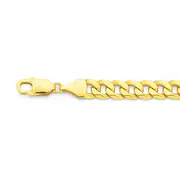 Solid 9ct Gold, 22cm Flat Curb Bracelet