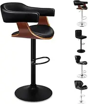 [ALFORDSON] Bar Stool Adjustable Kitchen Barstool Joan Swivel Counter Dining Chair Bar Furniture in 61-82cm Seat Height with Anti-Slip Floor Protector for Home Bar Countertop Dining Room (All Black)