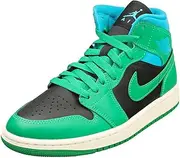 [Nike] Air Jordan 1 Mid Womens Black/Lucky Green-Aquatone Size 8.5