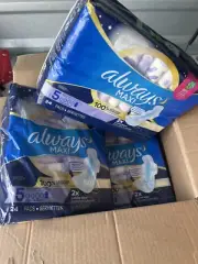 Always Maxi Overnight Pads with Wings, Size 5, Extra Heavy Overnight, 72 ct